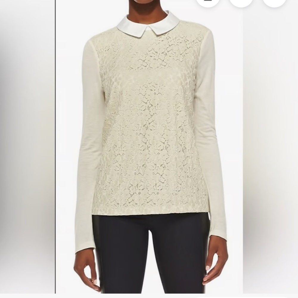 Tory Burch Gabriela Lace Knit Cream Lace Blouse